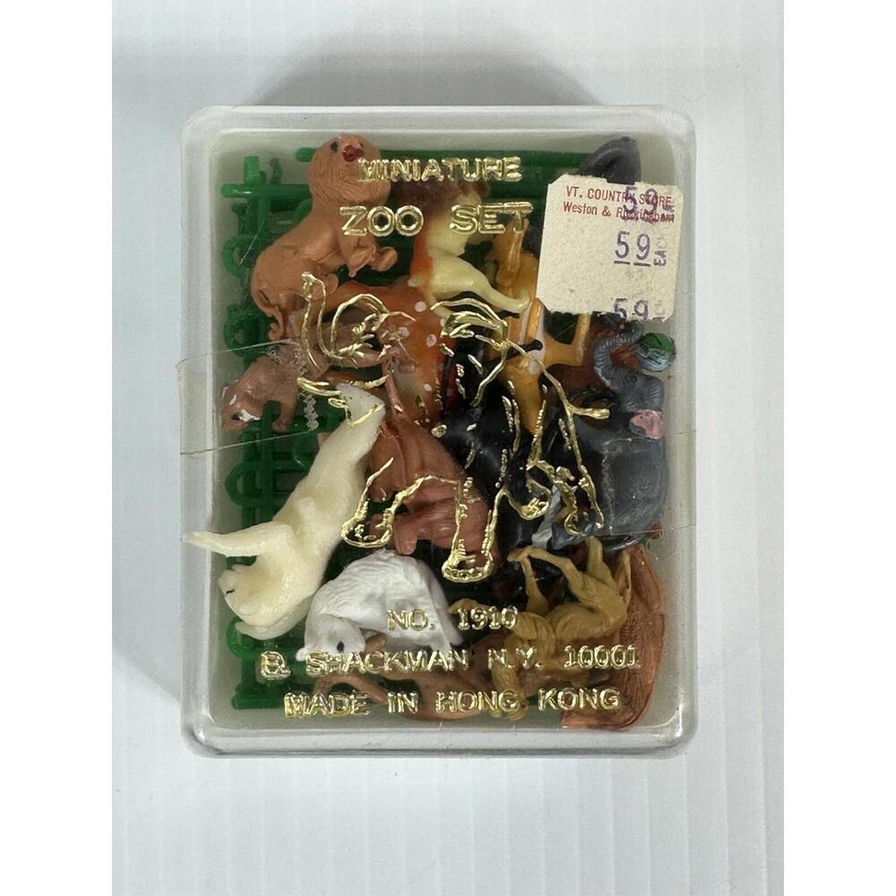 Vintage Miniature Zoo Set B. Shackman NY Hong Kong Wild Animals Tiny Toy Africa
